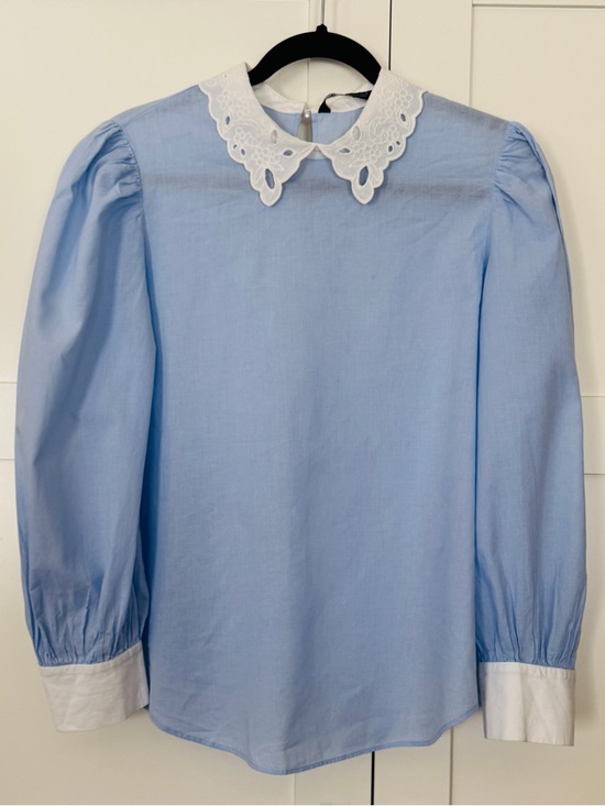 Zara blue contrasting poplin blouse - Picture 2 of 3